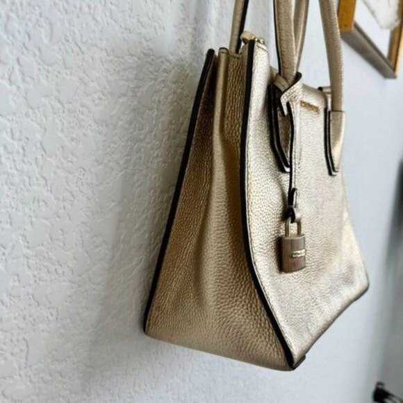 Michael Kors Mercer Leather Tote in Metallic Gold - Picture 7 of 14
